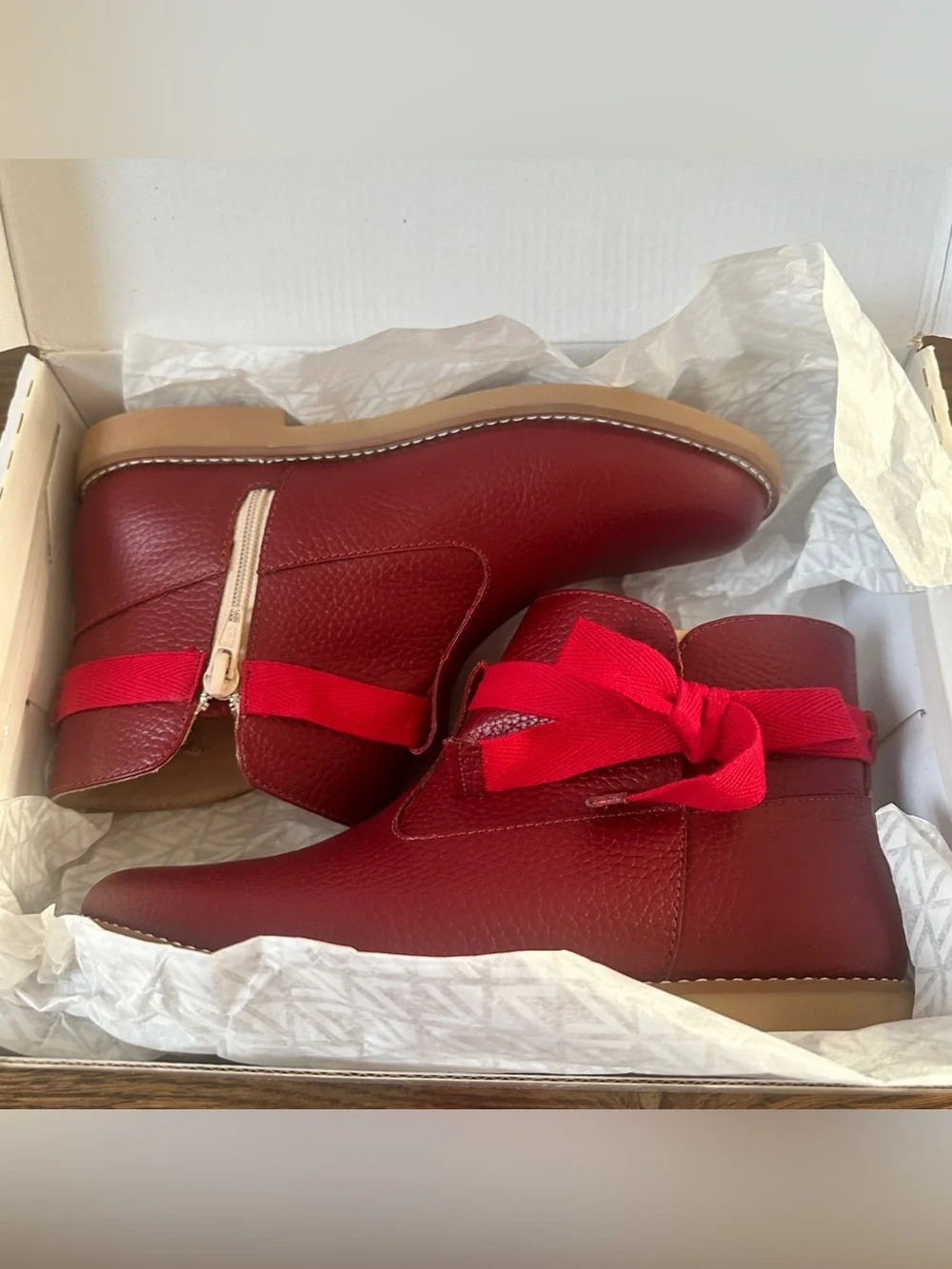 NWT Elephantito Sunny Bootie Boot Bow Fall Red Burgundy 3